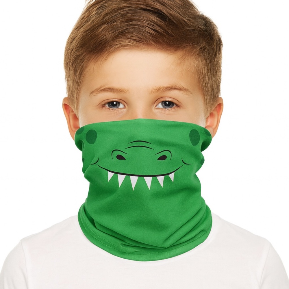 Halloween Neck Gaiter Face Mask Green Monster Mouth Scary Teeth Cloth One Size
